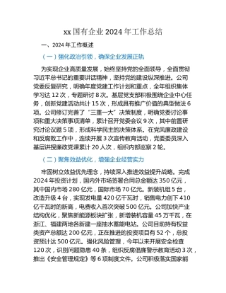 xx国有企业2024年工作总结