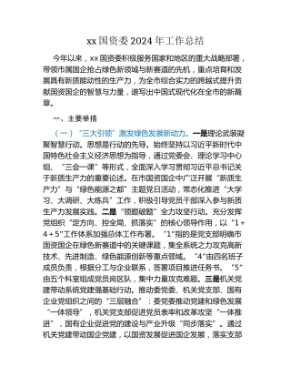 xx国资委2024年工作总结