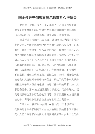 国企领导干部观看警示教育片心得体会