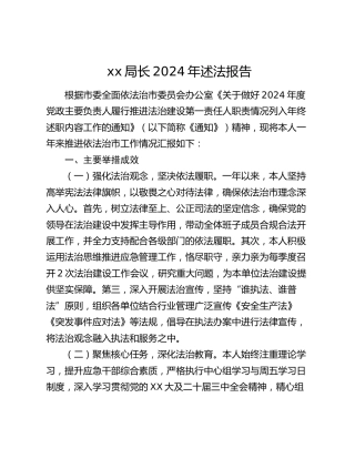 xx局长2024年述法报告