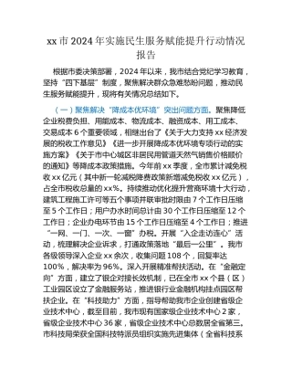 xx市2024年实施民生服务赋能提升行动情况报告