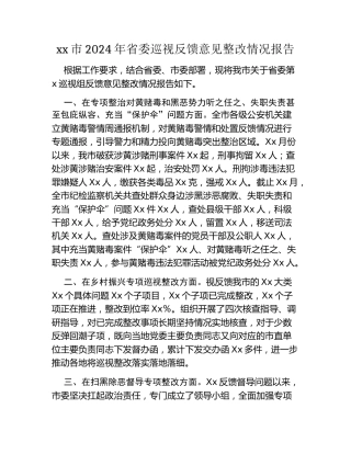 xx市2024年省委巡视反馈意见整改情况报告