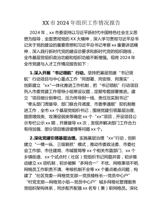 XX市2024年组织工作情况报告