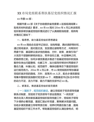 XX市局党组联系帮扶基层党组织情况汇报