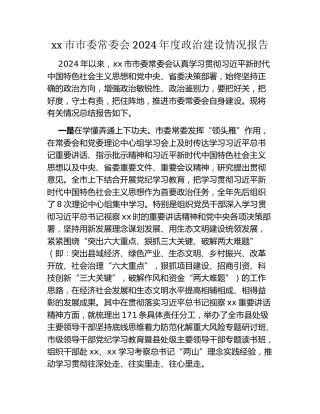 xx市市委常委会2024年度政治建设情况报告