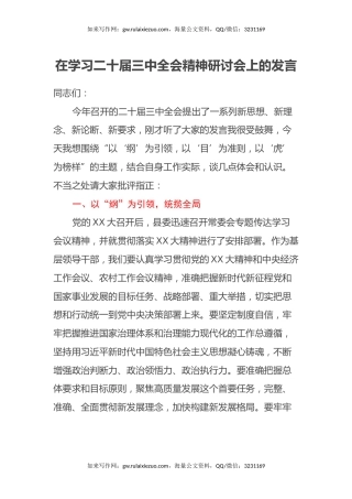 在学习二十届三中全会精神研讨会上的发言（2）