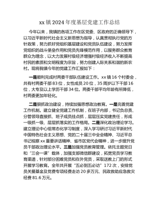 xx镇2024年度基层党建工作总结 (3)