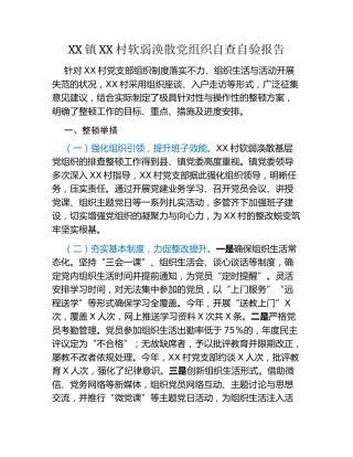 XX镇XX村软弱涣散党组织自查自验报告