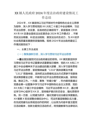 XX镇人民政府2024年度法治政府建设情况工作总结