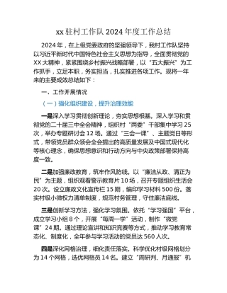 xx驻村工作队2024年度工作总结