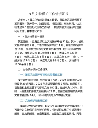 x县文物保护工作情况汇报