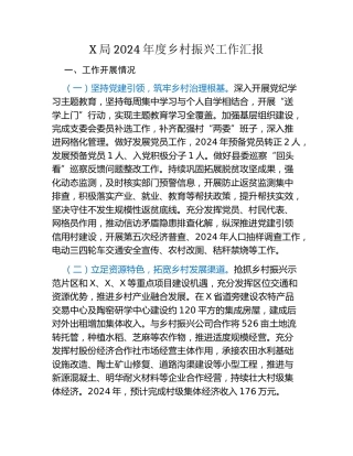 X局2024年度乡村振兴工作汇报