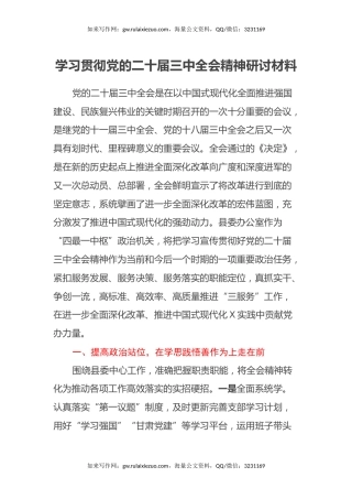 学习贯彻党的二十届三中全会精神研讨材料 (3)