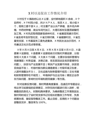 X村以巡促治工作情况介绍