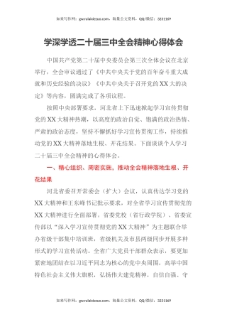 学深学透二十届三中全会精神心得体会