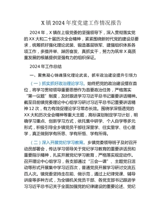 X镇2024年度党建工作情况报告