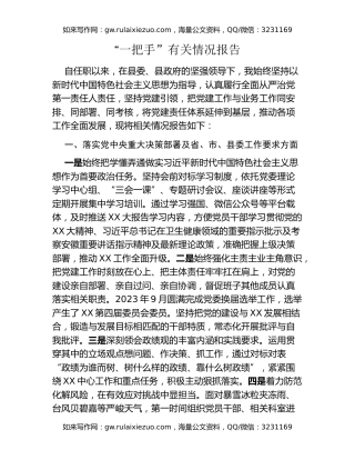 “一把手”有关情况报告