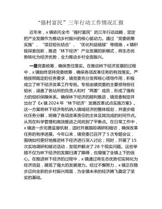 “强村富民”三年行动工作情况汇报