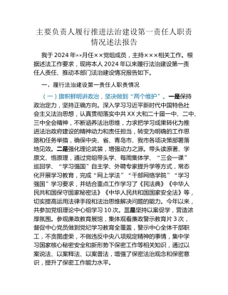 主要负责人履行推进法治建设第一责任人职责情况述法报告