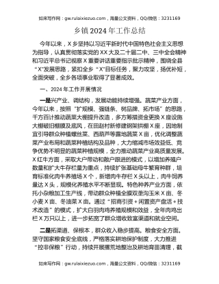 乡镇2024年工作总结（2）