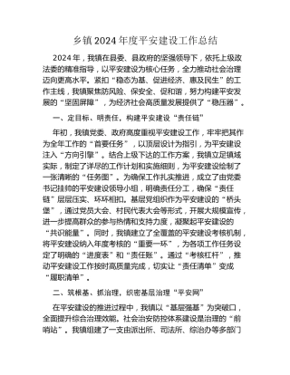 乡镇2024年度平安建设工作总结 (2)