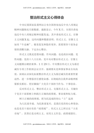 整治形式主义心得体会