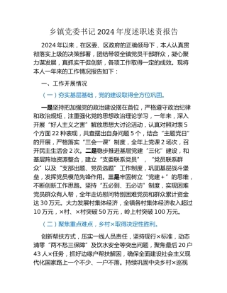 乡镇党委书记2024年度述职述责报告