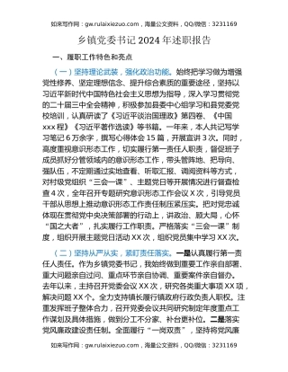 乡镇党委书记2024年述职报告（2）