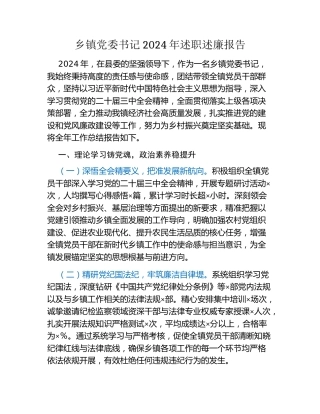 乡镇党委书记2024年述职述廉报告