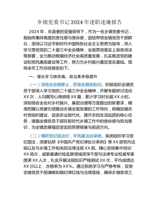 乡镇党委书记2024年述职述廉报告 (2)