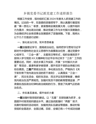 乡镇党委书记抓党建工作述职报告 (2)