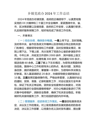 乡镇党政办2024年工作总结