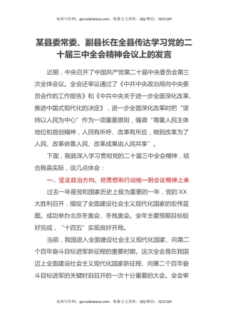 某县委常委、副县长在全县传达学习党的二十届三中全会精神会议上的发言 (2)