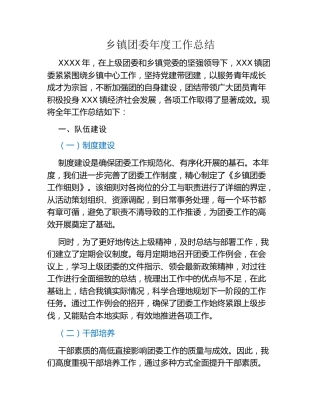 乡镇团委年度工作总结