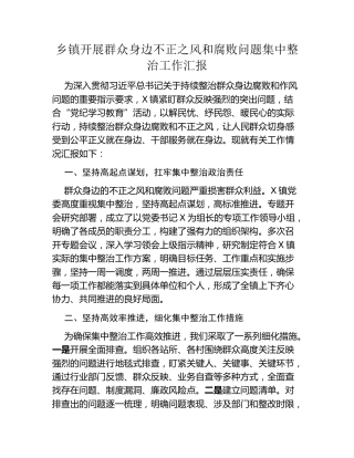 乡镇开展群众身边不正之风和腐败问题集中整治工作汇报 (2)
