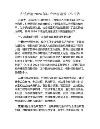 乡镇政府2024年法治政府建设工作报告