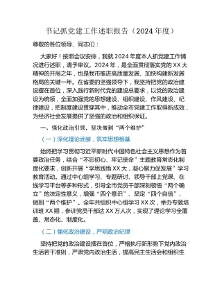 书记抓党建工作述职报告（2024年度）