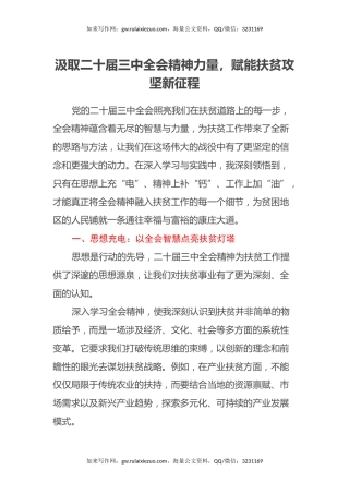 汲取二十届三中全会精神力量，赋能扶贫攻坚新征程