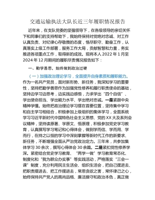 交通运输执法大队长近三年履职情况报告