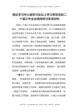 理论学习中心组学习会议上学习贯彻党的二十届三中全会精神研讨发言材料 (8)