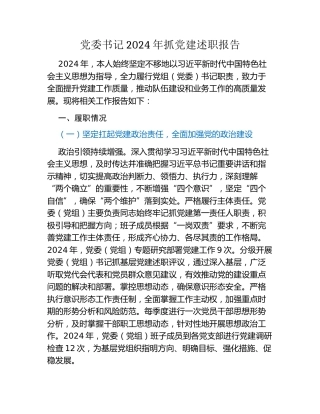 党委书记2024年抓党建述职报告