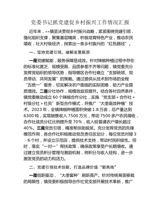 党委书记抓党建促乡村振兴工作情况汇报