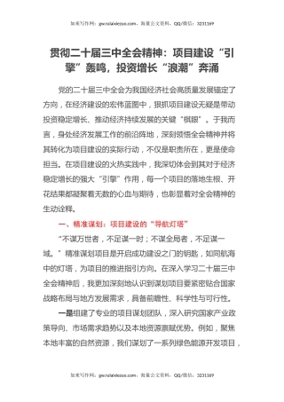 贯彻二十届三中全会精神：项目建设“引擎”轰鸣，投资增长“浪潮”奔涌