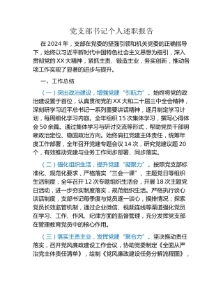 党支部书记个人述职报告