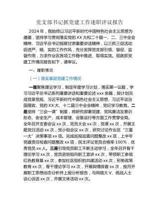 党支部书记抓党建工作述职评议报告 (2)