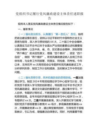 党组织书记履行党风廉政建设主体责任述职报告