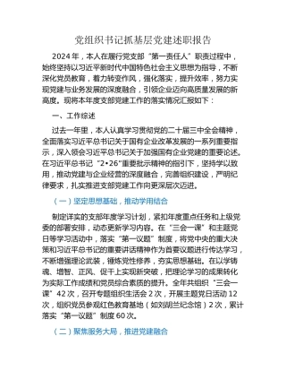 党组织书记抓基层党建述职报告