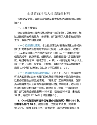 全县营商环境大拉练通报材料