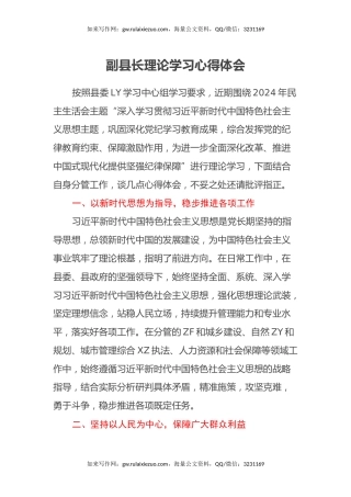 副县长理论学习心得体会