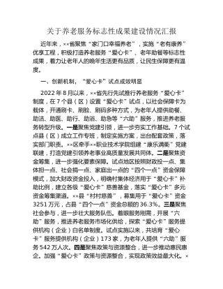 关于养老服务标志性成果建设情况汇报